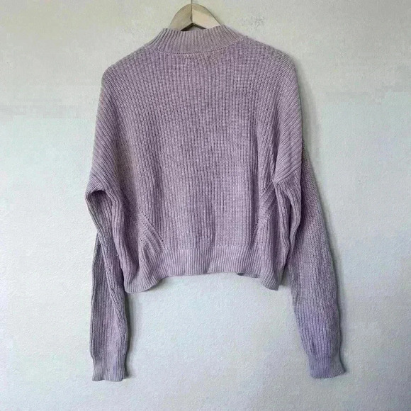 Kendall & Kylie Sweater Women size Small Long Sleeve Lilac Open Knit Crewneck - Picture 7 of 7